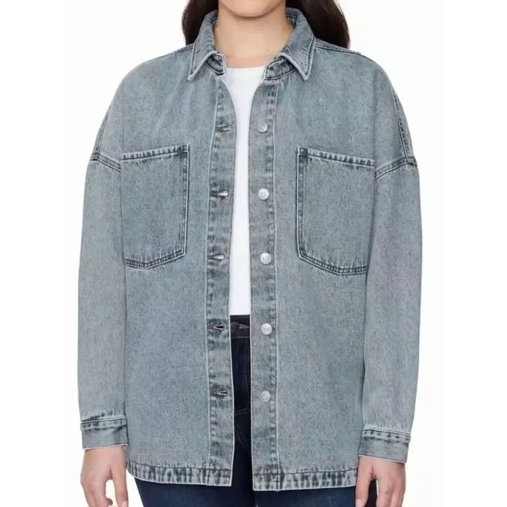 Hudson Denim Button-up Oversized Denim Shirt Jacket in Retro Wash NWT, Size XXL
